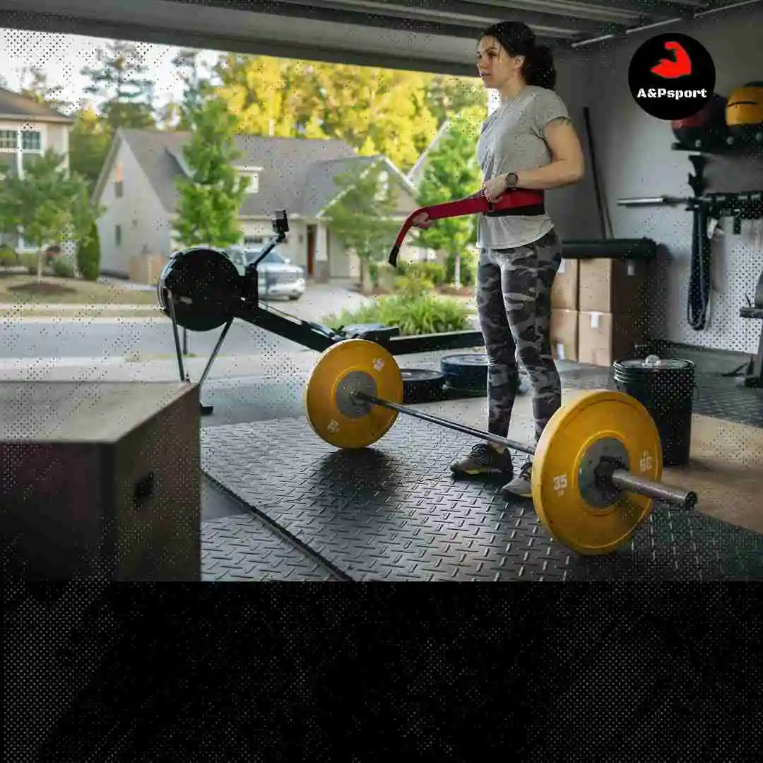 Ragazza che si allena nella palestra a casa 