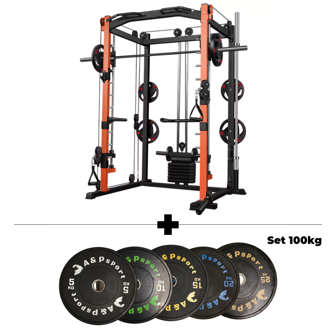 Set Home Gym MAC1 Start: Power Rack + 100kg Dischi Bumpers