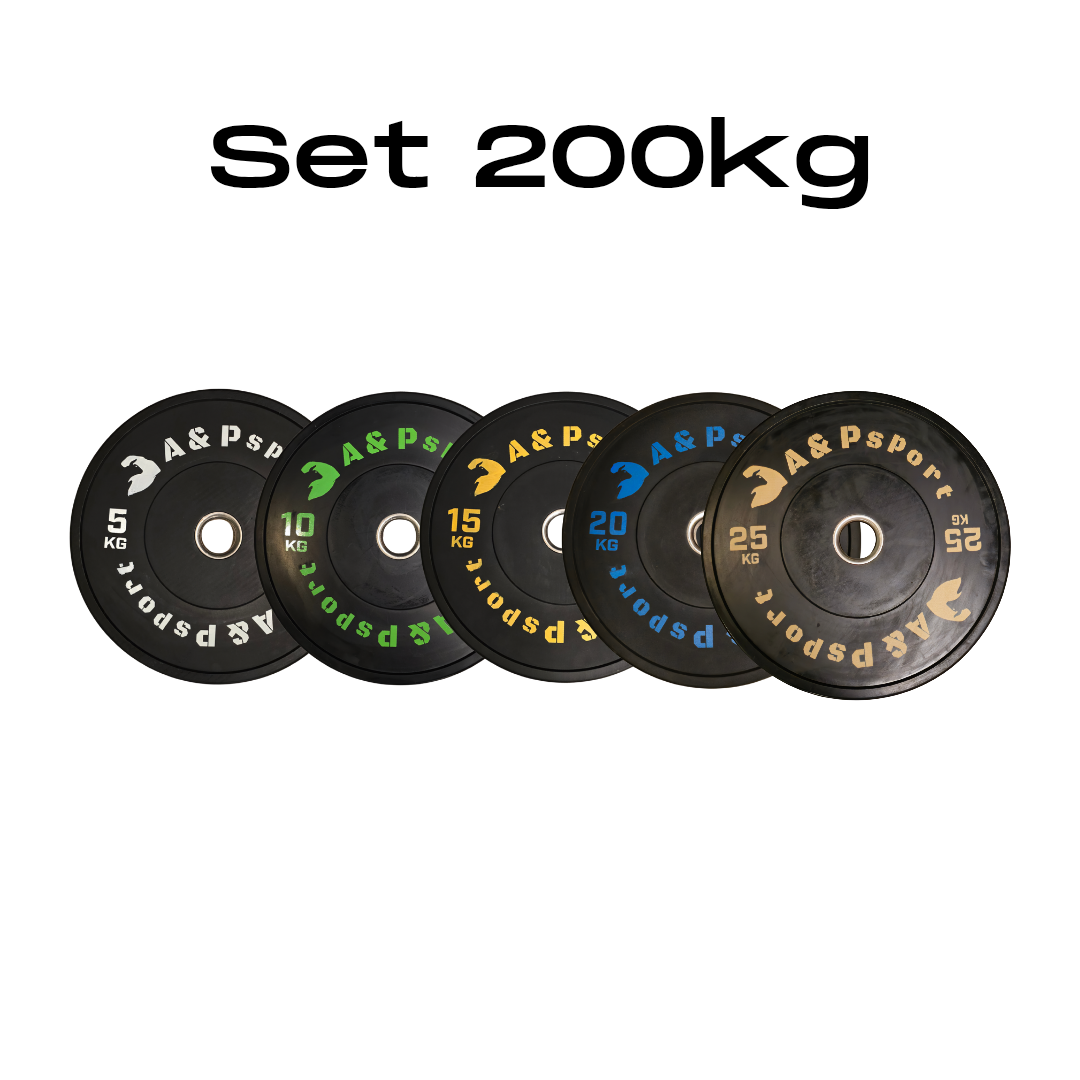 Set Dischi Bumper 60-200 kg – Completi per Sollevamento Pesi e Home Gym